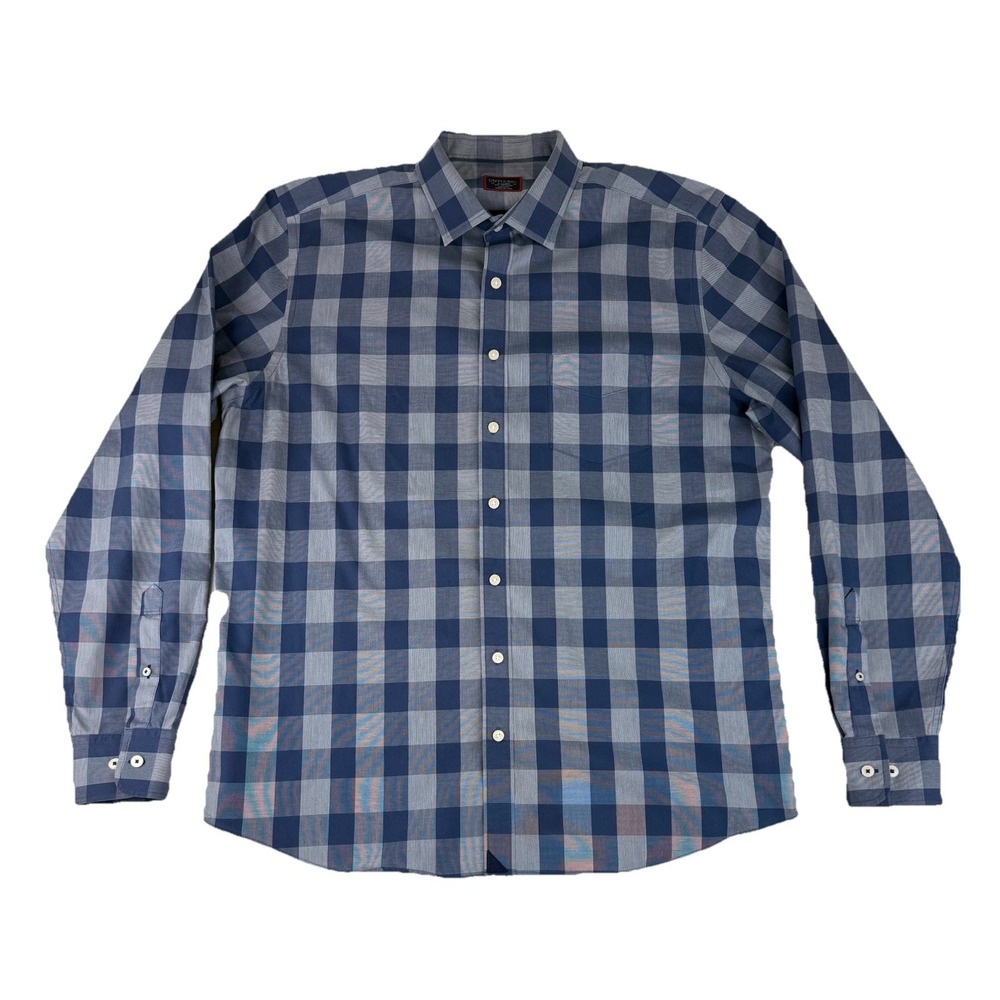 UNTUCKit Shirt Mens XL Blue Navy Plaid Check Wheeler WF Wrinkle Free Button Down